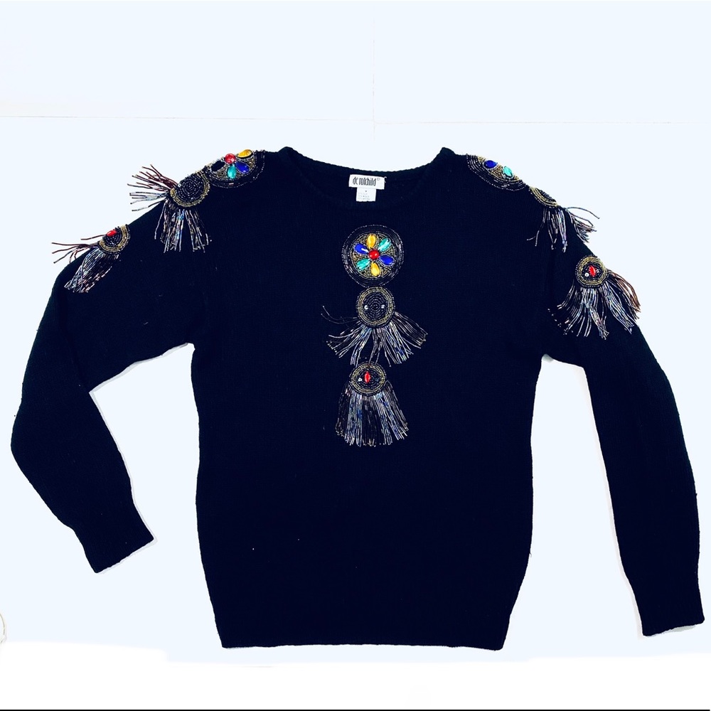 Vintage De Rotchild Silk Angora Sweater Devil Eyes